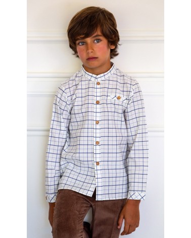 CAMISA CUADROS AZULES KIDS CHOCOLATE