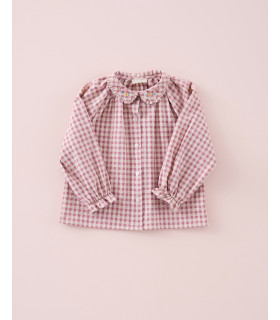 CAMISA BORDADA VICHY MAGENTA MI CANESU