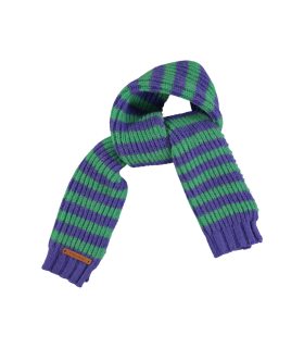 KNITTED SCARF GREEN & PURPLE STRIPES PIUPIUCHICK