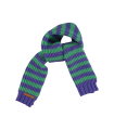 KNITTED SCARF GREEN & PURPLE STRIPES PIUPIUCHICK