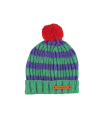 KNITTED HAT GREEN & PURPLE STRIPES PIUPIUCHICK