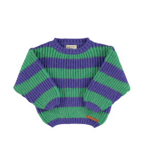 KNITTED SWEATER GREEN & PURPLE STRIPES PIUPIUCHICK