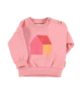 BABY SWEATSHIRTS PINK MULTICOLOR HOUSE PRINT PIU