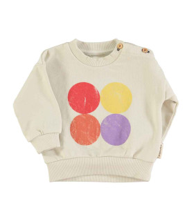 BABY SWEATSHIRTS ECRU MULTICOLOR CIRCLES PRINT