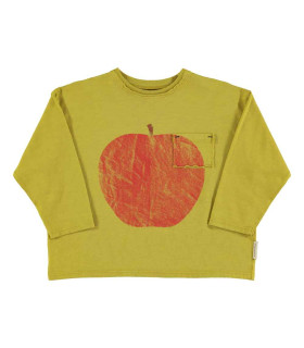 LONGSLEEVE T´SHIRT OLIVE GREEN RED APPLE PRINT