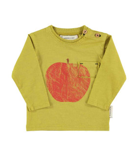 BABY LONGSLEEVE T´SHIRT OLIVE GREEN RED APPLE