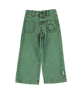 FLARE TROUSERS WASHED GREEN DENIM PIUPIUCHICK