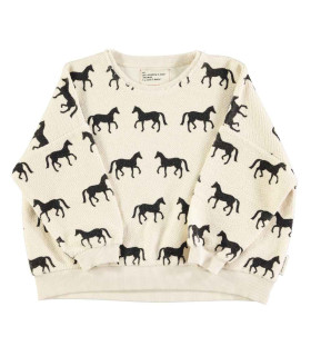 SWEATSHIRT ECRU BLACK HORSE PIUPIUCHICK