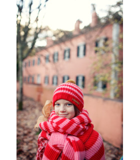 KNITTED SWEATER RED & PINK STRIPES PIUPIUCHICK