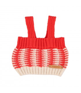 KNITTED TOP ECRU & RED STRIPES PIUPIUCHICK