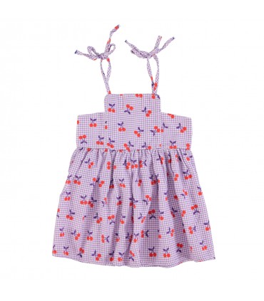 SHORT DRESS PURPLE & WHITE CHERRIES PIUPIUCHICk