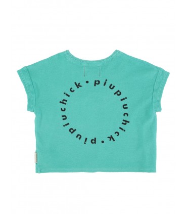 KIDS T´SHIRT TURQUOISE  LOGO PRINT PIUPIUCHICK