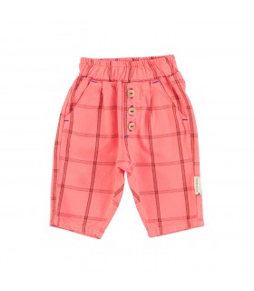 BABY UNISEX TROUSERS CHECKERED PINK PIUPIUCHICK